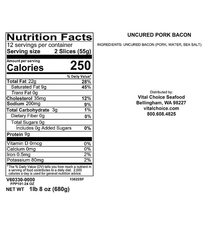 PastureRaised Pork Bacon 12 oz packages Vital Choice